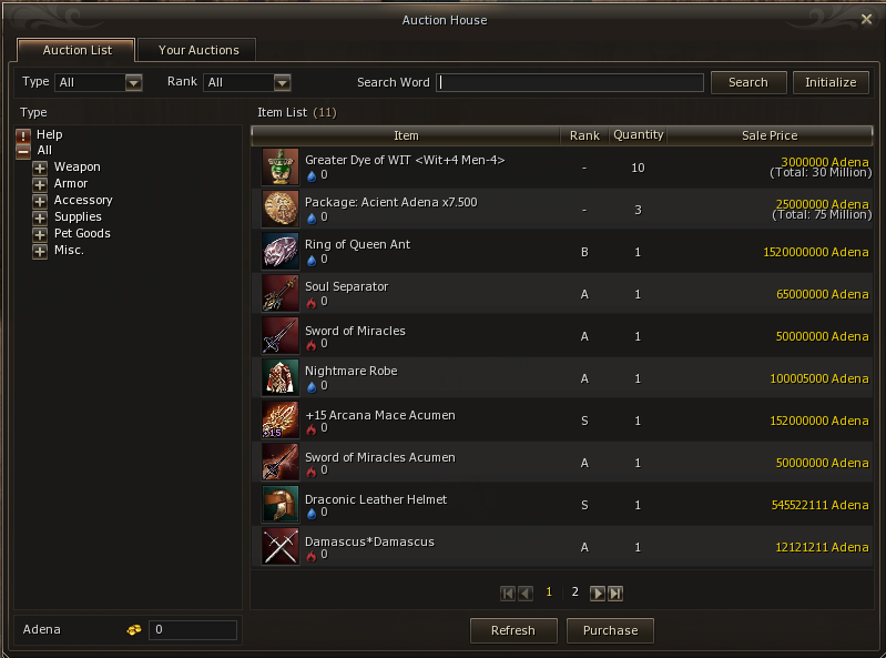 Global browse list