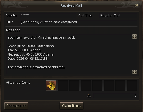 Sale payment mail with full details
