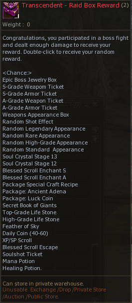 Transcendent Raid Box — top damage party/CC
