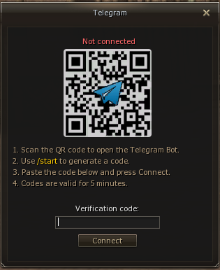 .telegram window with QR code